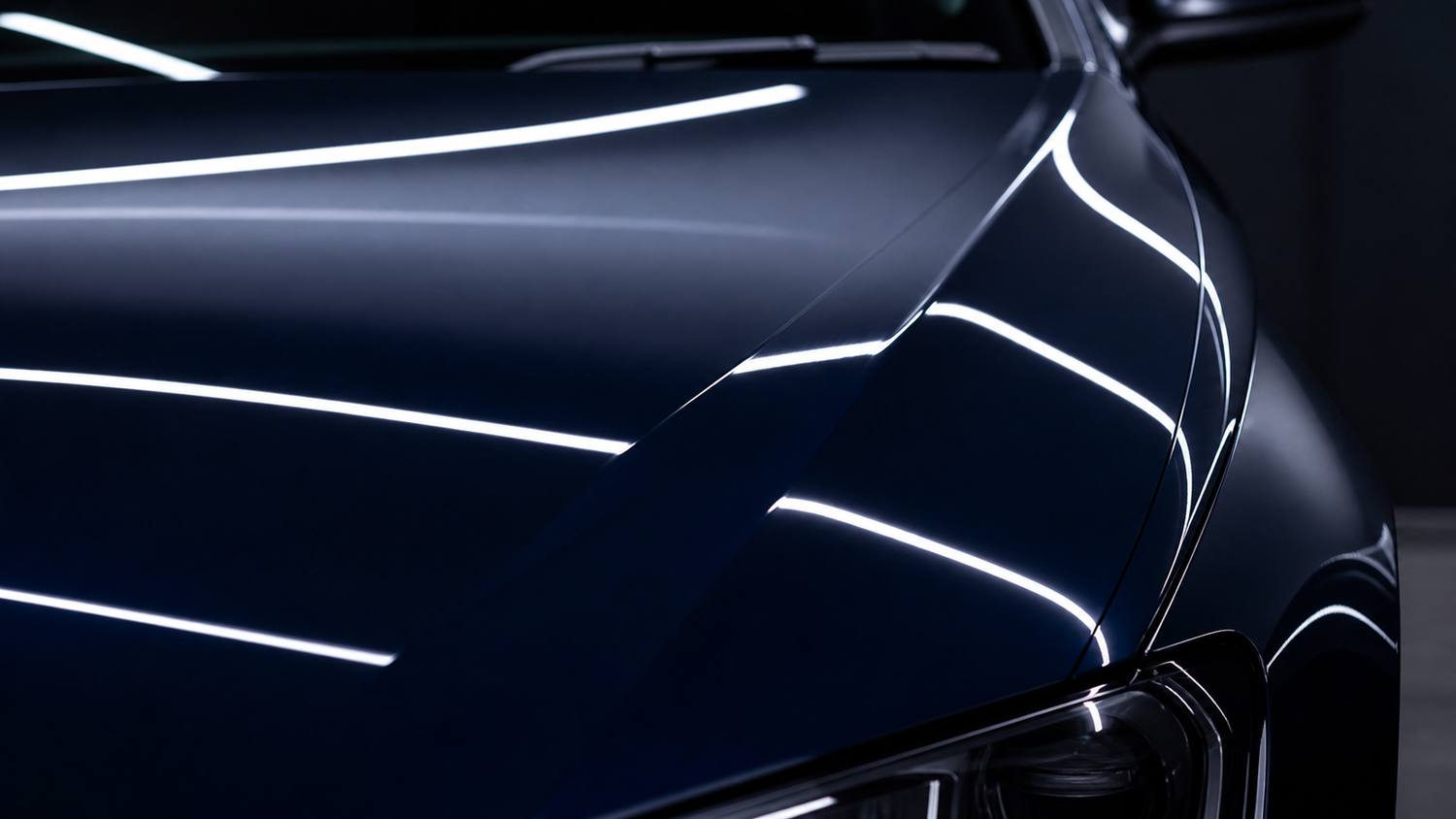 The same panel after machine polishing, reflections razor sharp